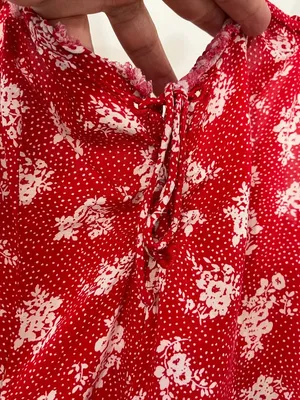 Free People Small Red Ditsy Floral Tie-Front Mini Tank Dress thumbnail 6
