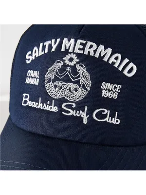 Anthropologie X Worn/West Salty Mermaid Trucker Hat Adjustable In Navy NWT thumbnail 3