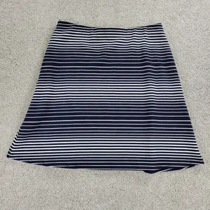 Margaret M Womens Skirt‎ Large Navy White Stripe A Line Mini Stretch Lined thumbnail 2