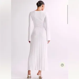 New Meshki Mabel Long Sleeve Knit Maxi Dress white size small thumbnail 3