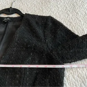✨ Bardot Boucle Tweed Zip Front Frayed Hem Dress‎ Medium 8 Black thumbnail 11