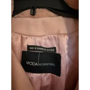 Vintage Y2K Moda International Pink Wool Fur Trim Overcoat Coat 6 thumbnail 3
