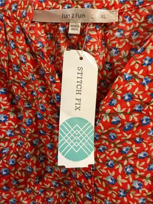 fun 2 fun Red Floral Short-Sleeve Blouse with Blue & White Accents thumbnail 3
