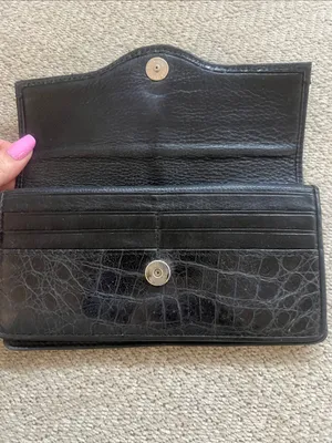 Vintage Y2K Brighton Black Leather Snap Closure Accessory with Silver thumbnail 8