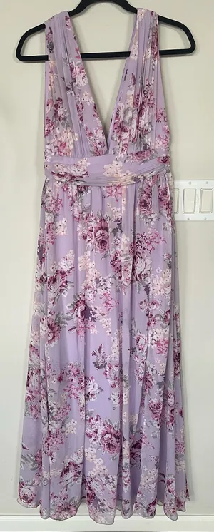 Lulu's Women Garden Meandering Maxi Dress Lavender Floral Very Good Condition M thumbnail 4