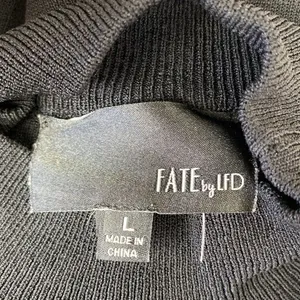 Fate Black Ribbed Knit Long Bell Sleeve Mock Turtleneck Sweater Top L thumbnail 6