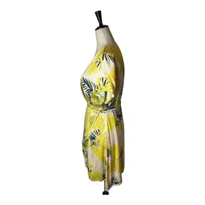 Dress Forum Wrap‎ Dress Womens M Yellow Floral Tropical Short Sleeve Mini thumbnail 7