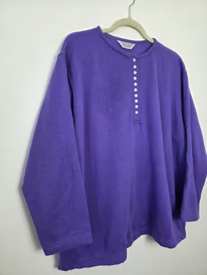 Vintage 80s 90s Blair Henley Top Purple Women Plus 3X Size Grannycore Retro thumbnail 2