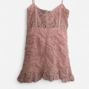 Bardot Danni Lace corset waist mini dress with frill hem in soft pink lace M thumbnail 7