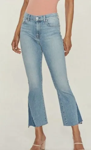 7 For All Mankind Light Blue Split-Hem Flare Jeans thumbnail 1