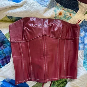 Edikted Red Leather Corset Top Faux thumbnail 2