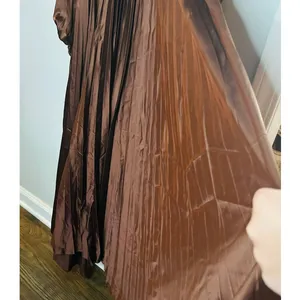 Ieena for Mac Duggal Brown Long Sleeve Pleated Full Skirt Cut Out Sides Gown 6 thumbnail 10