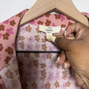 Entro Women Bloom Corduroy Button Up Shacket Top Small Pink Floral Western Boho thumbnail 7
