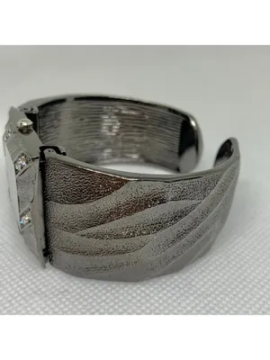 Studio women’s cuff bracelet watch black tone 29mm quartz analog size 7” running thumbnail 3