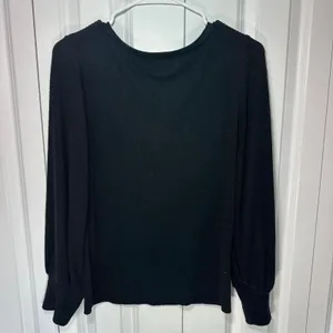 Nation LTD Top Womens Medium Black Ribbed‎ Scoop Neck Long Sleeve Tencel Blend thumbnail 4