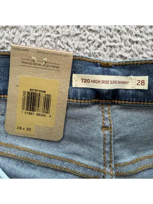 Levis 720 High Rise Super Skinny Jeans Womens 28x30 Light Wash Stretch Denim NWT thumbnail 5