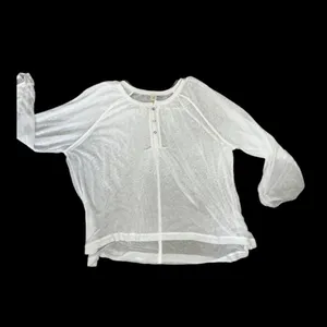 We the free Acadia white semi sheer long sleeve Henley top large thumbnail 2