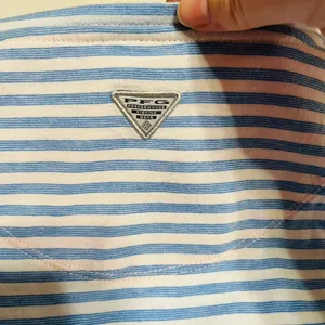 Columbia PFG Blue White Stripe 3/4 Sleeve Women Medium Shirt Top Nautical Summer thumbnail 10