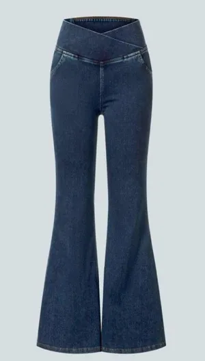 NWT Halara Flex High-Waisted Crossover Pocket Washed Stretchy Flare Jeans thumbnail 3