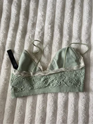 Urban Outfitters Sage Green Lace-Trim Knit Bralette thumbnail 4
