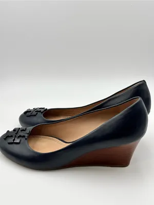 Tory Burch Navy Blue Leather Lowell 2 65mm Wedges size 8M thumbnail 6