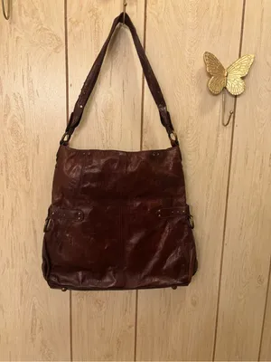 Charles David Distressed Dark Brown Leather Shoulder Bag thumbnail 3