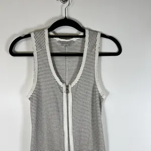 ALLSAINTS Womens Sz 6 Alicia Midi Striped Sleeveless Dress Ribbed Zip Front Goth thumbnail 3