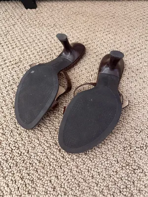 Nine West Dobbs Brown Croc-Embossed Leather Slide Sandals with Buckle Detail thumbnail 7