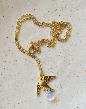 Handmade gold stainless bird cute retro vintage chic style dangle earrings 🕊️🩵 thumbnail 5