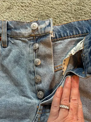 We The Free Light Blue Button Fly Distressed Denim Mini Skirt thumbnail 7