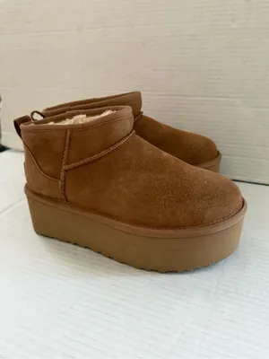 New UGG Classic Ultra Mini Platform Boots in chestnut size 6 thumbnail 3