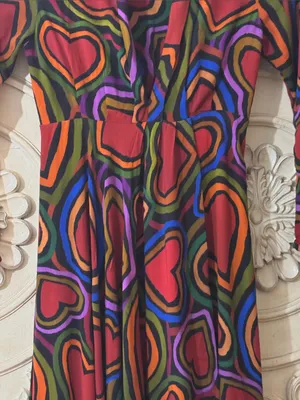 Farm Rio Rainbow Wild Hearts, Valentine Long Sleeve Maxi Dress Sz S Retail $220 thumbnail 6