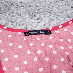 Abercrombie Tie Front Polka Dot Red White Cropped Shirt Top Short Sleeve Small thumbnail 4