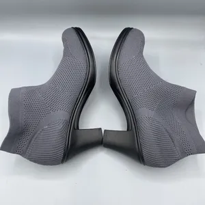 Bernie Mev Doll Womens Heels Boots‎ Gray Sz 9 Stretchy Knit Upper Cushioned thumbnail 6