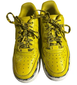 Nike Jordan Air Force 1 Low Yellow Black Logo Tape Sneakers Women’s Size 6.5 thumbnail 1