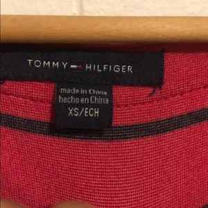 Tommy Hilfiger Boatneck Striped Red Denim Stretch Knit Dress Xs thumbnail 3