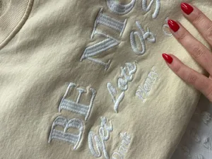 Sporty & Rich Light Yellow "BE NICE" Crewneck Sweater thumbnail 5