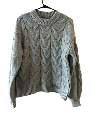 Lauren Conrad Green Long Sleeve Cable Knit Sweater Women Sz S thumbnail 1