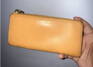 Coach Mustard Tan Leather Slim‎ Zip Wallet 48178 - 8 Credit Card Slots E thumbnail 1