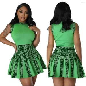 Women’s Casual Short Green Sleeveless Dress Flared Pleated Skirt Size L *READ thumbnail 15