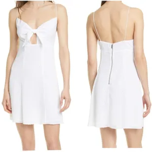 Alice + Olivia White Roe Tie Front Textured Mini Flare Slip Dress Size 12 NEW thumbnail 2