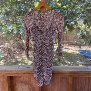Abercrombie & Fitch Long Sleeve Ruched Mesh Mini Dress Floral Print Size S thumbnail 2