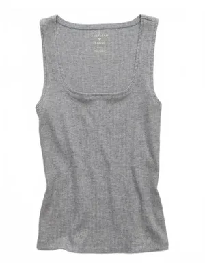AE Square Neck Plush Tank Top American Eagle NWT Medium Heather Gray Small thumbnail 2