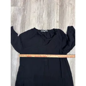 Ocean+Main Los Angeles Black Cotton Double Gauze High Low Midi Dress M/L Pockets thumbnail 7