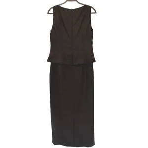 Vintage Jessica Howard Mock 2 Piece Maxi Dress‎ Metallic Brocade Black Gold 10 thumbnail 8