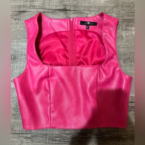7 FOR ALL MANKIND Vegan Leather Bustier Crop Top thumbnail 2