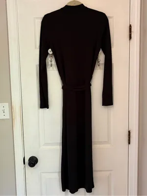 NWT!! Ann Taylor Long Sleeve Mock Neck MIDI Dress in Black with Waist Tie thumbnail 10