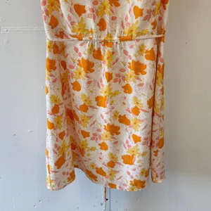 LOFT Outlet Floral Flutter Sleeve V-Neck Dress Orange Yellow White SP21 557376 S thumbnail 4