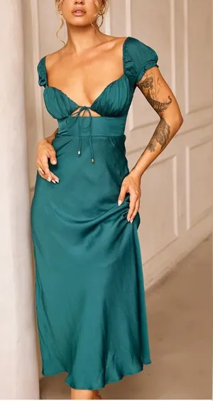 Mariner Midi‎ Dress - Forest Green DRESSES Sage and Paije thumbnail 1