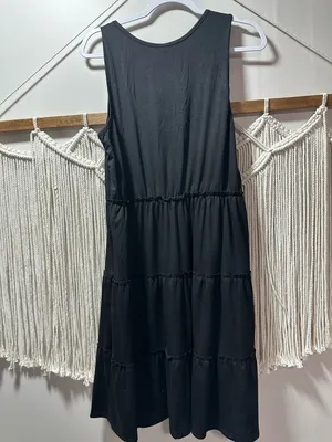 Amazon Black Tiered Midi Dress with Ring-Detail Straps thumbnail 2